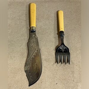 Antique English William Yates Sterling Silver, Silverplate, Fish Servers 1913